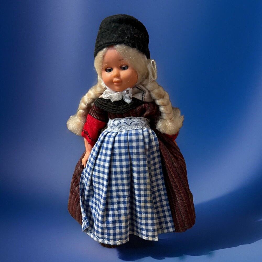 vintage collectible International Doll Blonde Ethnic Costume 7” Blue Eyes